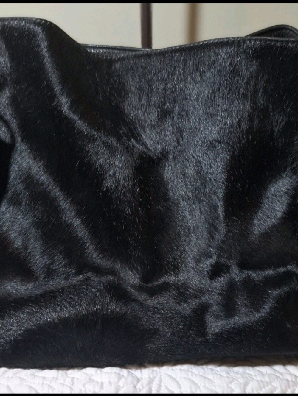 VTG. Black Pony Hair Tote Bag Made By Hinge In Italy - Picture 7 of 8